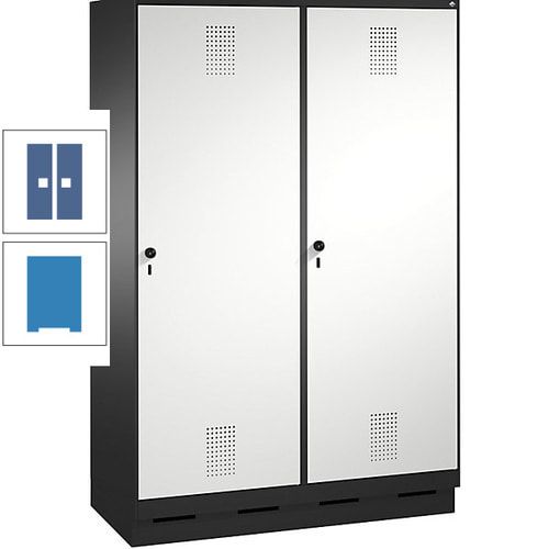 Doppel-Spind, Garderobenschrank, 2 Türen für 4 Abteile a 300 mm, Korpus anthrazitgrau, Türen anthrazitgrau, 1.800 x 1.200 x 500 mm (HxBxT)