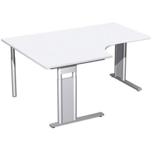 Eckschreibtisch, Eckteil 800 mm, links, Füße einseitig verkürzt, C-Fuß Pro, höhenverstellbar, 680-820 x 1.600 x 1.200 mm (HxBxT), Dekor Ahorn