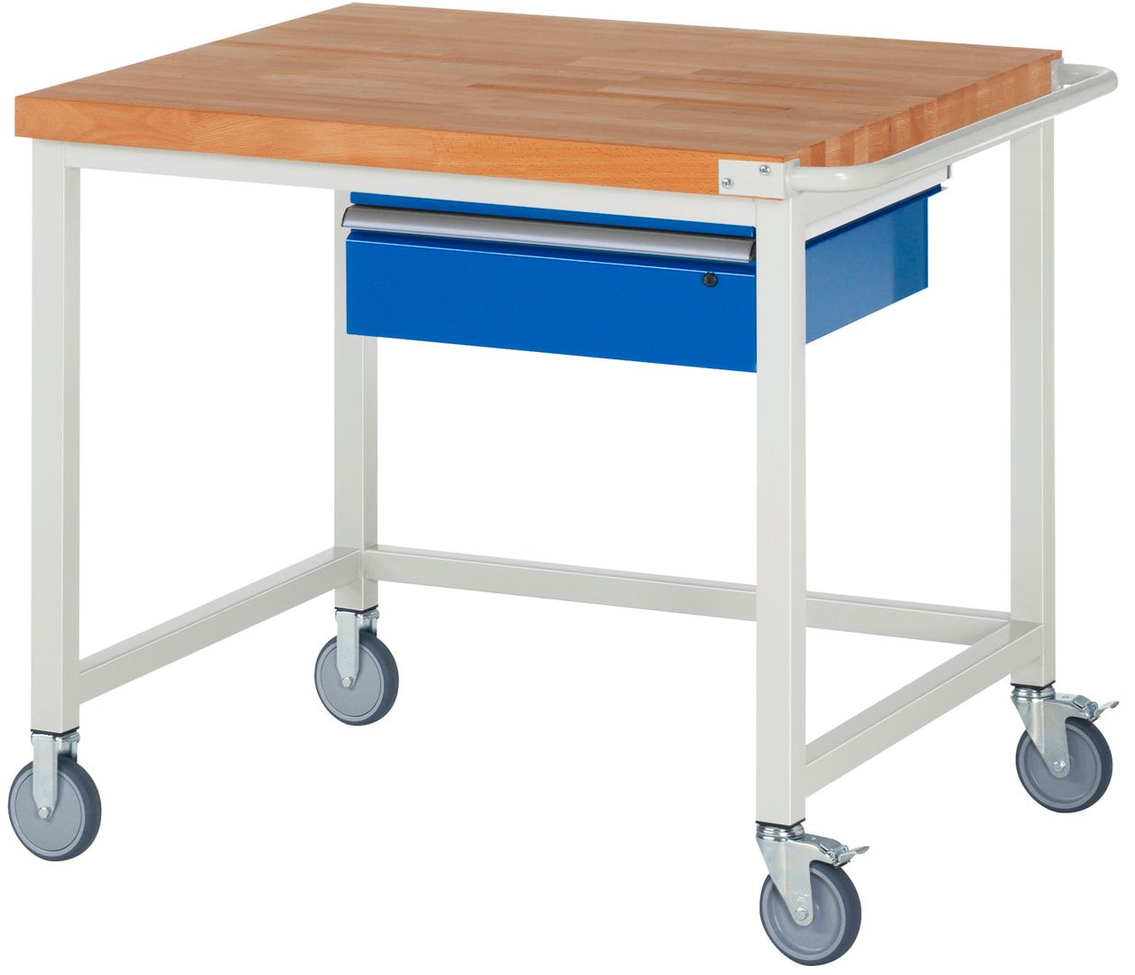 Mobile Werkbank mit 1 Schublade - 150:1 - höhenverstellbar 880-1.080 mm - 1.000 x 900 mm (BxT) - 450 kg - Buche - Anthrazitgrau