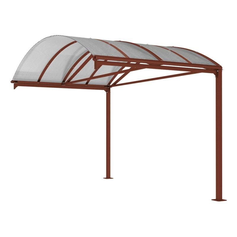 Erweiterung für Fahrradunterstand, Fahrradüberdachung, Unterstand, 5 Zweiräder, Regenrinne, 3.010 x 2.500 x 4.160 mm (HxBxT), Farbe enzianblau