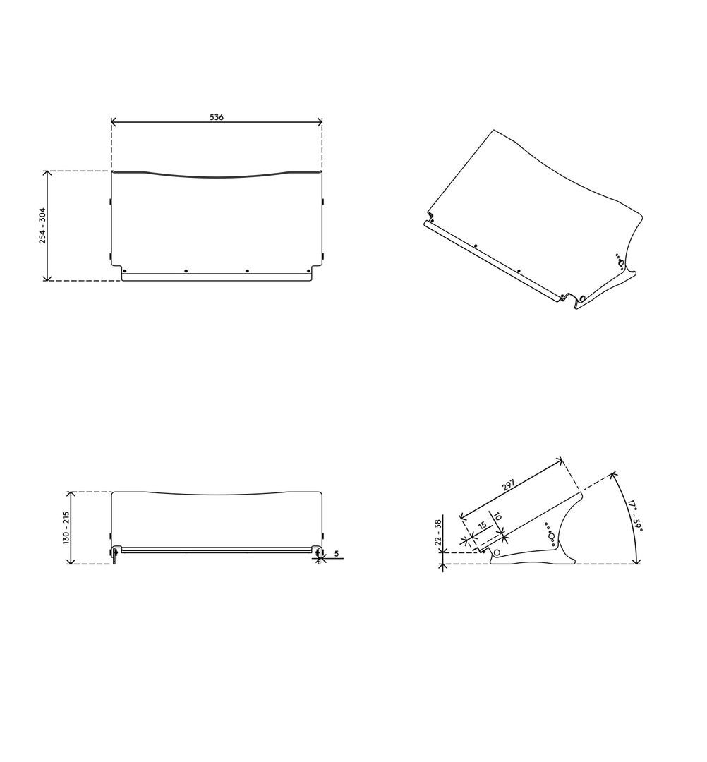 Dokumentenhalter, Dokumentenständer, Dokumentenerhöhung, höhenverstellbar, 75 mm, bis DIN A3, 130 x 536 x 304 mm (HxBxT), transparent