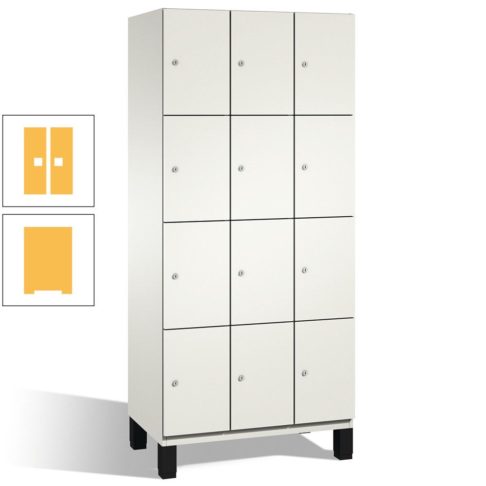 Fächerschrank, Stahlschrank, 12 Fächer, Türöffnungsbegrenzer, mit Füßen, Korpus lichtgrau, Tür anthrazitgrau, 1.980 x 900 x 525 mm (HxBxT)