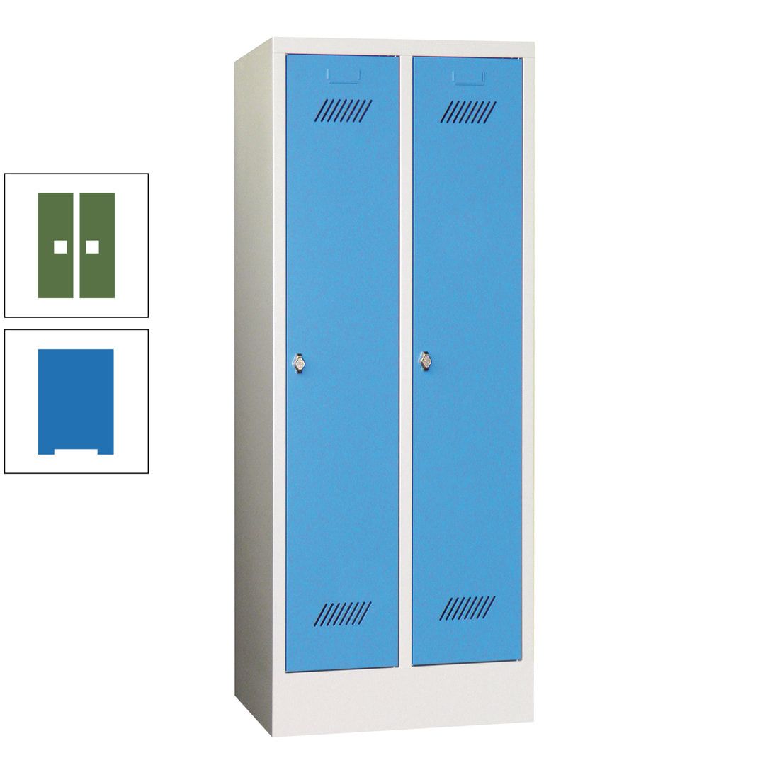 Spindschrank f. Schulen - mit Sockel - Höhe 1.600 mm - 2 Abteile a 300 mm - Drehriegel - anthrazitgrau