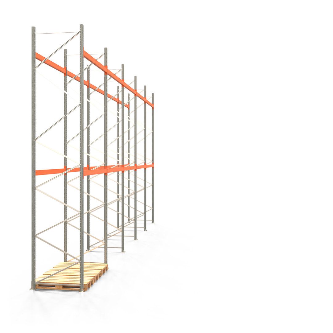 Palettenregal ARTUS - 3 Ebenen - Fachlast 2.100 kg - 5.500 x 11.225 x 1.100 mm (HxBxT) - 4 Felder - Schwerlastregal