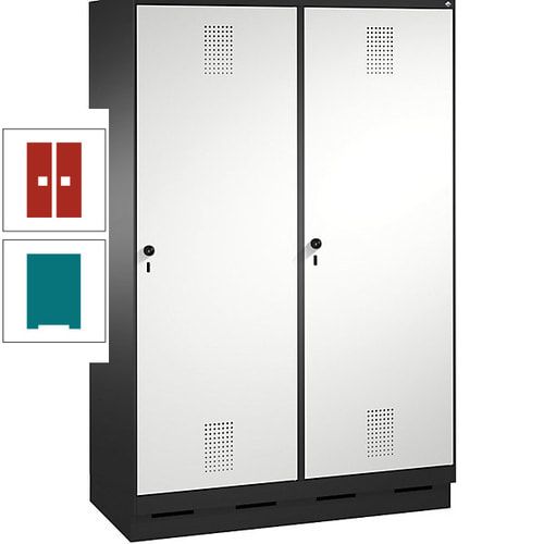 Doppel-Spind, Garderobenschrank, 2 Türen für 4 Abteile a 300 mm, Korpus anthrazitgrau, Türen anthrazitgrau, 1.800 x 1.200 x 500 mm (HxBxT)