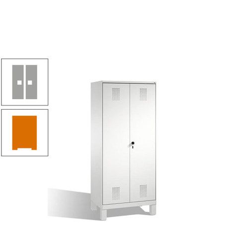 Doppel-Spind, Doppeltüren, Garderobenschrank mit Füßen, 2 Abteile a 400 mm, Korpus anthrazitgrau, Tür anthrazitgrau, 1.850 x 800 x 500 mm (HxBxT)