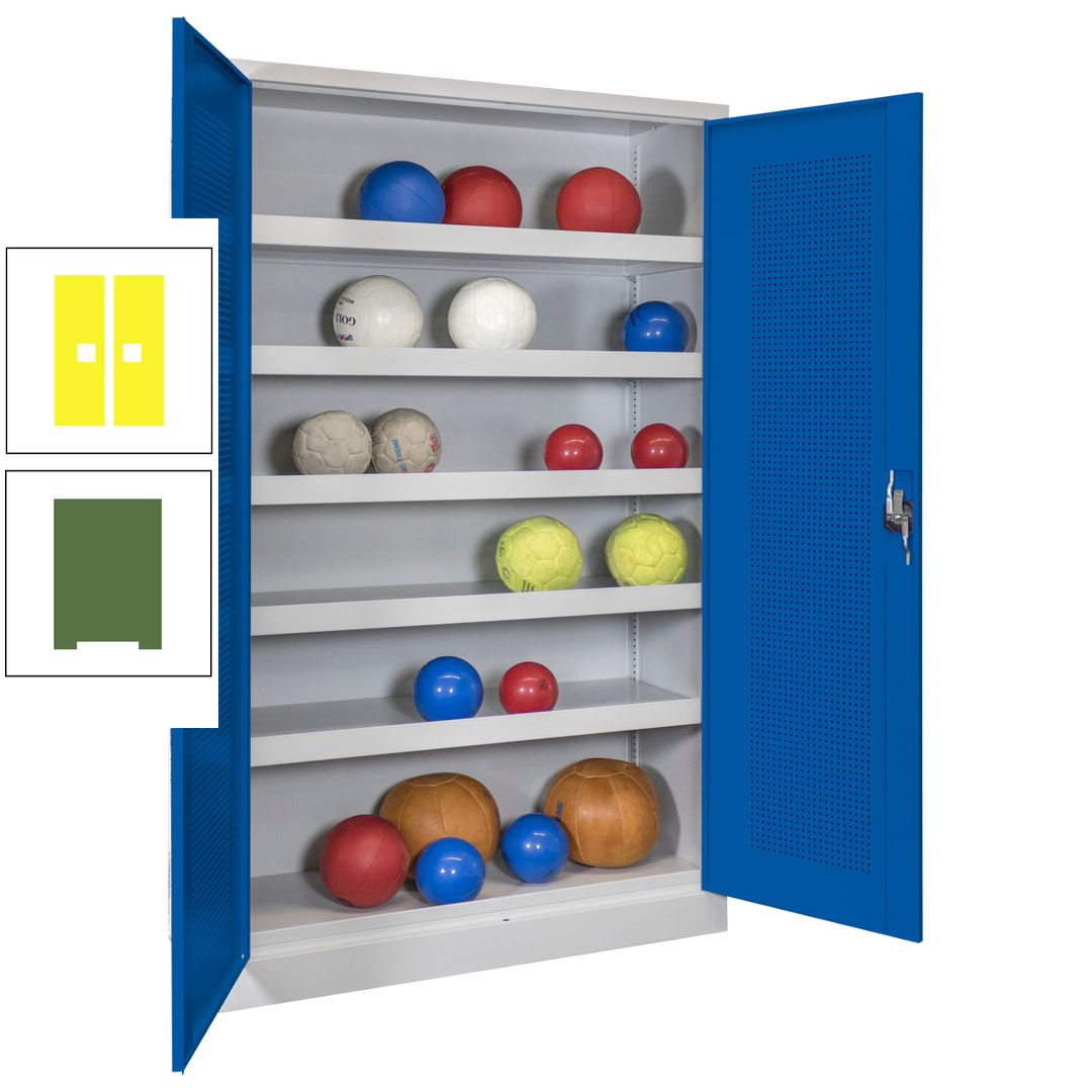 Ballschrank - Lochfeldtüren - 5 Böden - 1.950x1.200x500 mm (HxBxT) - anthrazitgrau