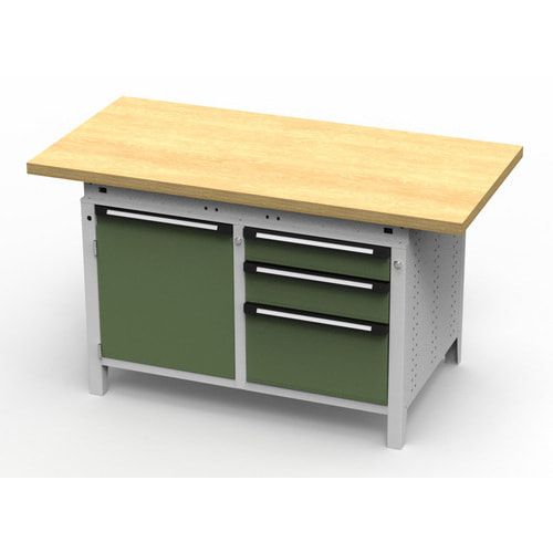 OTTOKIND Werkbank - bündige Arbeitsplatte - 850 x 1.150 x 750 mm (HxBxT) - 3 Schubladen - Schrank - lichtgrau