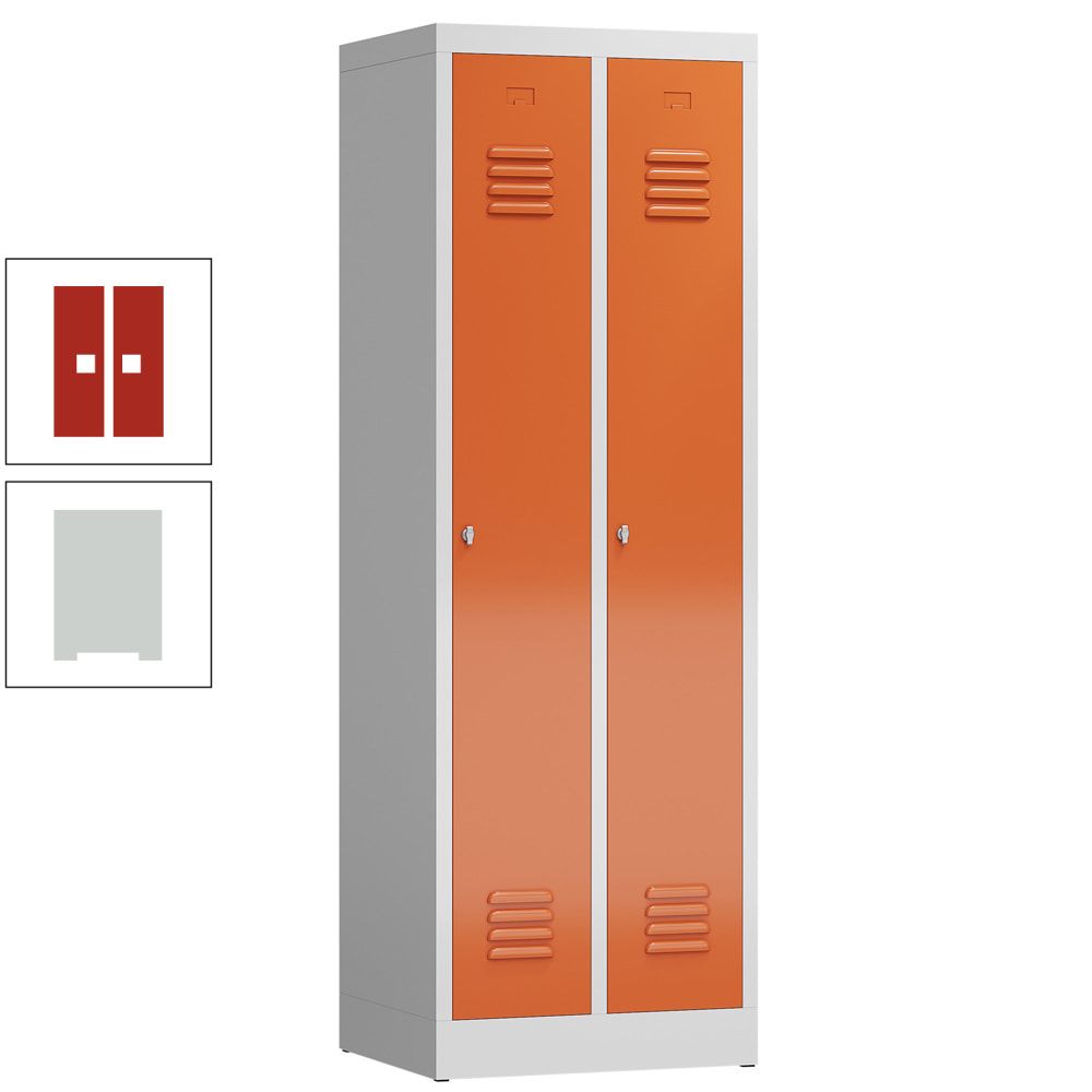 Garderobenschrank, Garderobenspind, 2 Abteile, 1.800 x 590 x 500 mm (HxBxT), Stahl, Drehriegelverschluss, Korpus: lichtgrau, Front: anthrazitgrau