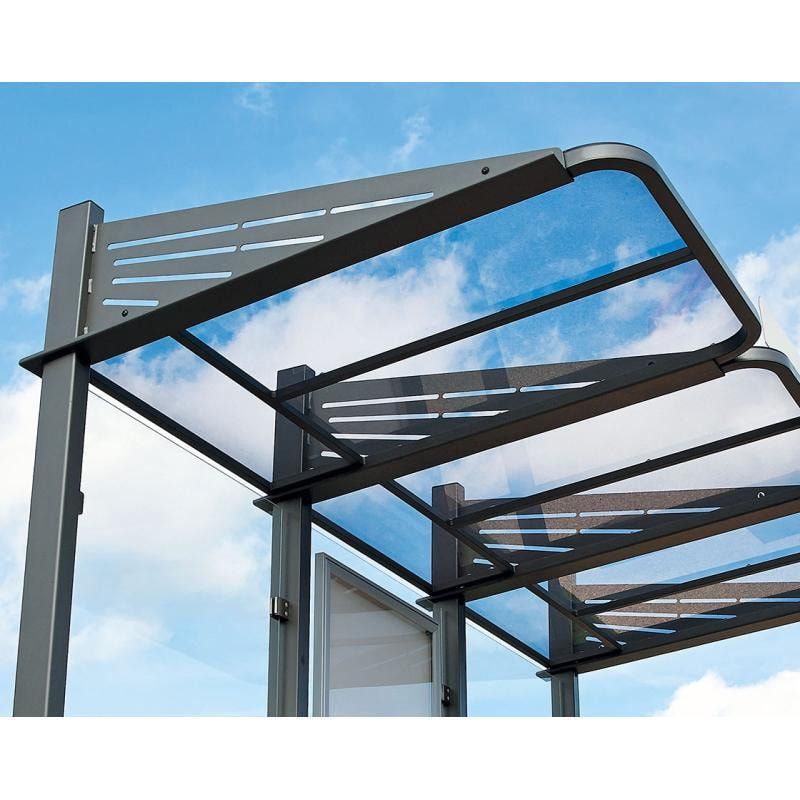 Buswartehalle - Unterstand - Fahrplankasten - Haltestellenschild - Schaukasten - Seitenwand - 2.200 x 3.000 x 1.500 mm (HxBxT) - Farbe enzianblau