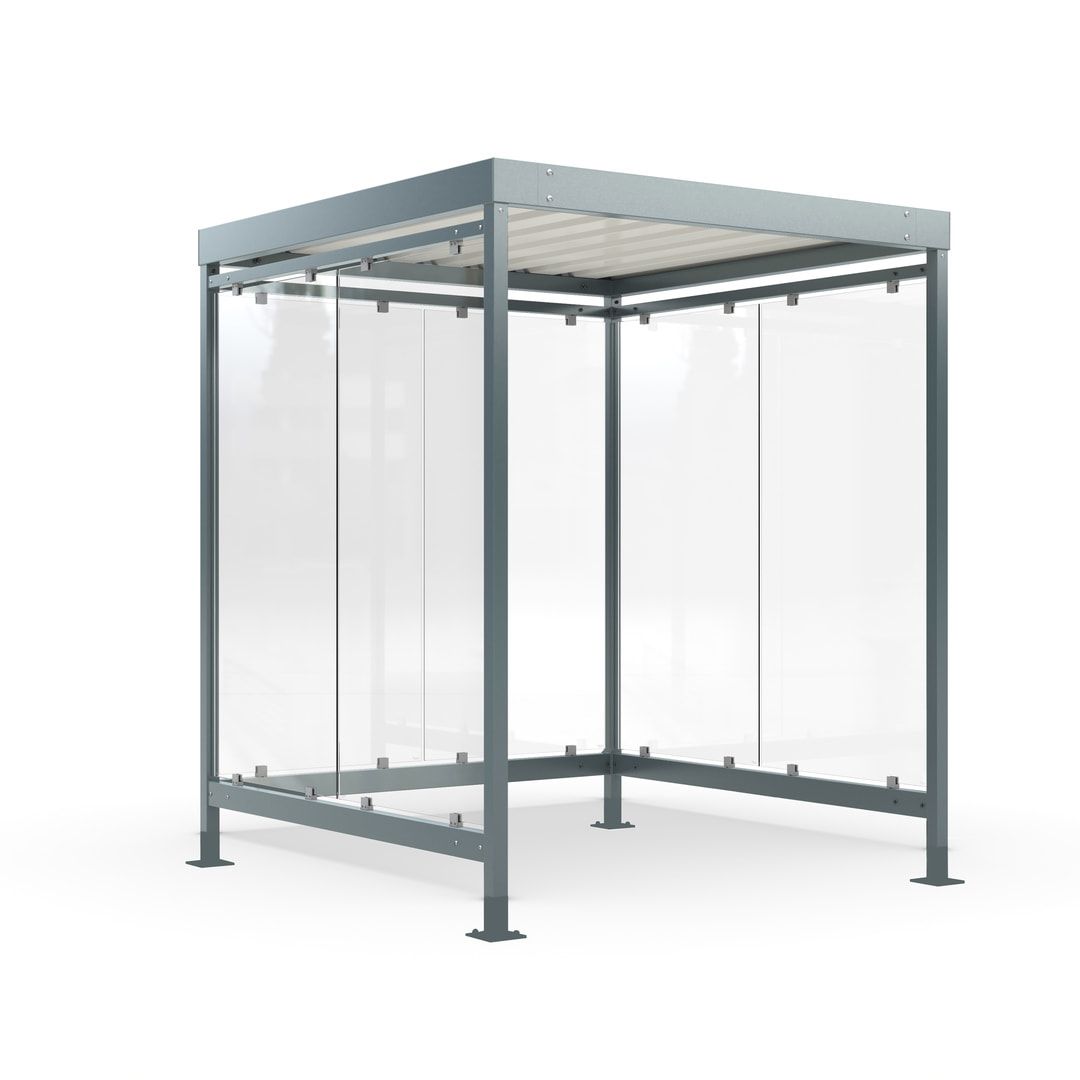 Raucherunterstand, Bushaltestelle, 6-7 Personen, 6 Wände, 2.510 x 2.165 x 2.165 mm (HxBxT), braunrot
