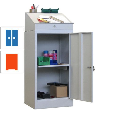 Stehpult mit Schrank - Vollblechtür - Zylinderschloss - 1 Ausziehboden - 1.270x500x500 mm (HxBxT) - anthrazitgrau