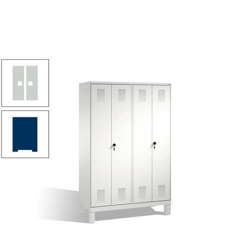 Doppel-Spind, Doppeltüren, Garderobenschrank mit Füßen, 4 Abteile a 300 mm, Korpus anthrazitgrau, Tür anthrazitgrau, 1.850 x 1.200 x 500 mm (HxBxT)