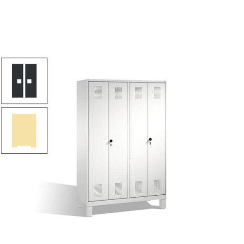 Doppel-Spind, Doppeltüren, Garderobenschrank mit Füßen, 4 Abteile a 300 mm, Korpus anthrazitgrau, Tür anthrazitgrau, 1.850 x 1.200 x 500 mm (HxBxT)