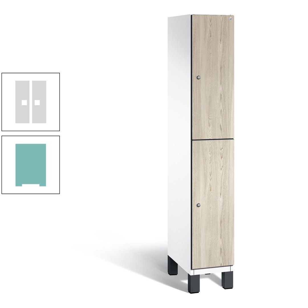 Fächerschrank, Garderobenschrank, mit Füßen, 1 Abteile, 1.980 x 300 x 525 mm (HxBxT), Korpus anthrazitgrau, Tür Donau-Ahorn