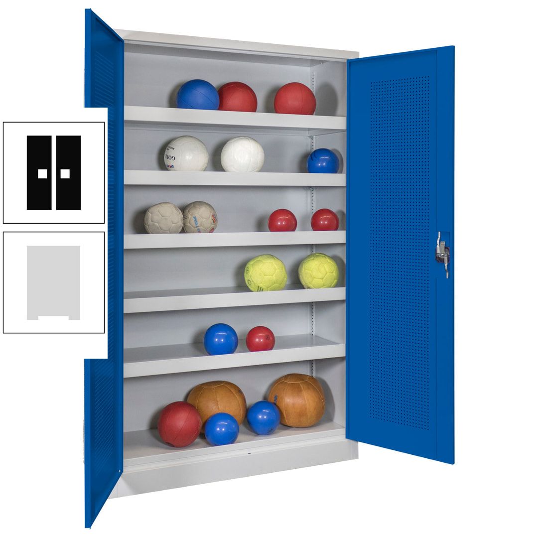 Ballschrank - Lochfeldtüren - 5 Böden - 1.950x1.200x500 mm (HxBxT) - anthrazitgrau