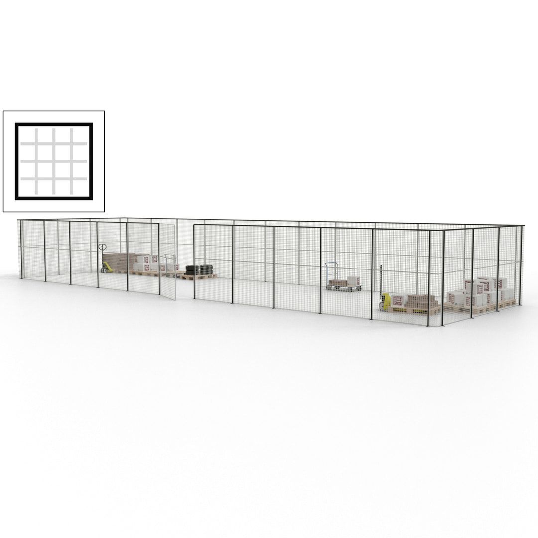 Maschinen Schutzgitter - Hallentrennwand - Sicherheitszaun - Tür - 42 m - 2.200 x 16.900 x 4.900 mm (HxBxT) - enzianblau