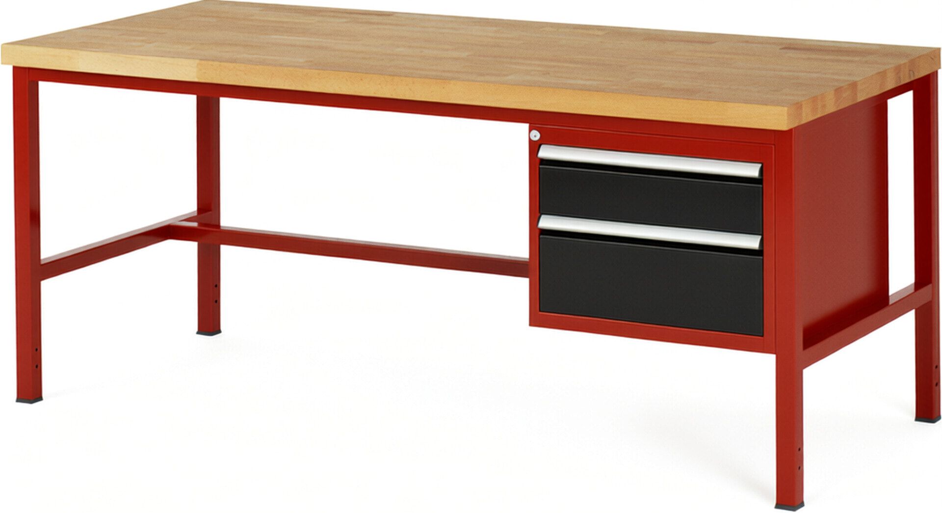 Werkbank - 2 Schubladen - Teilauszug - 150:1 / 210:1 - Höhe 840-1.040 mm - 2.000 x 900 mm - 1.250 kg - Buche - Anthrazitgrau