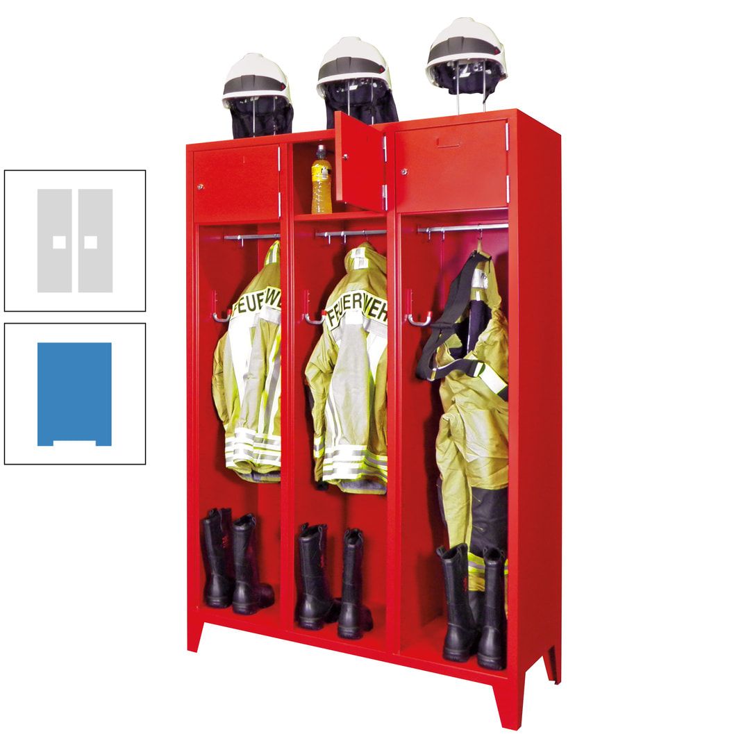 Feuerwehrschrank - 2 Abteile - Ablagefach mit Tür, Etikettenrahmen - 2.100 x 830 x 500 mm (HxBxT) - anthrazitgrau