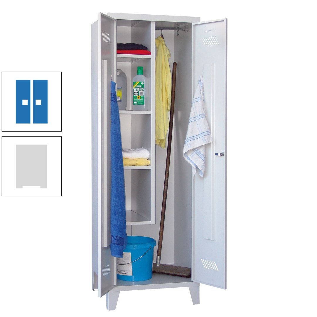 Putzschrank mit Füßen - 1 Abteil mit Trennwand - 1.850x600x500 mm (HxBxT) - Drehriegel - anthrazitgrau