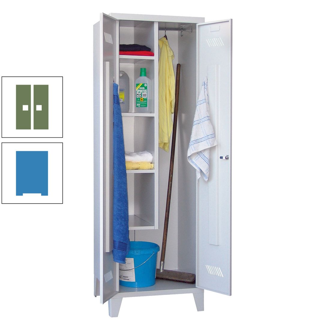 Putzschrank mit Füßen - 1 Abteil mit Trennwand - 1.850x600x500 mm (HxBxT) - Drehriegel - anthrazitgrau