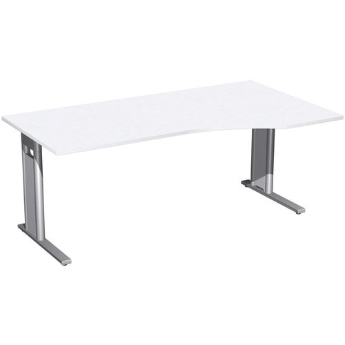 Eckschreibtisch, Ecke rechts, Füße einseitig verkürzt, C-Fuß Pro, 720 x 1.600 x 1.000 mm (HxBxT), Gestell silber, Dekor Ahorn