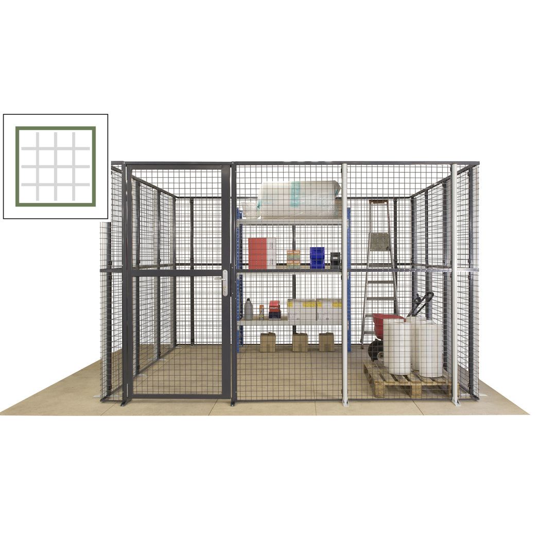 Maschinen Schutzgitter - Hallentrennwand - Sicherheitszaun - Tür - 108 m - 2.200 x 33.400 x 21.400 mm (HxBxT) - enzianblau