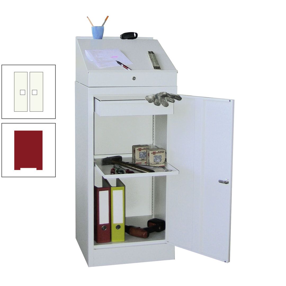 Stehpult mit Schrank - Vollblechtür - Zylinderschloss - 1 Einlegeboden, 1 Schublade - 1.270x500x500 mm (HxBxT) - anthrazitgrau