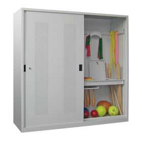 Ballschrank - Schiebetüren mit Lochfeld - Trennwand - 1.950x2.000x600 mm (HxBxT) - Farbe wählbar