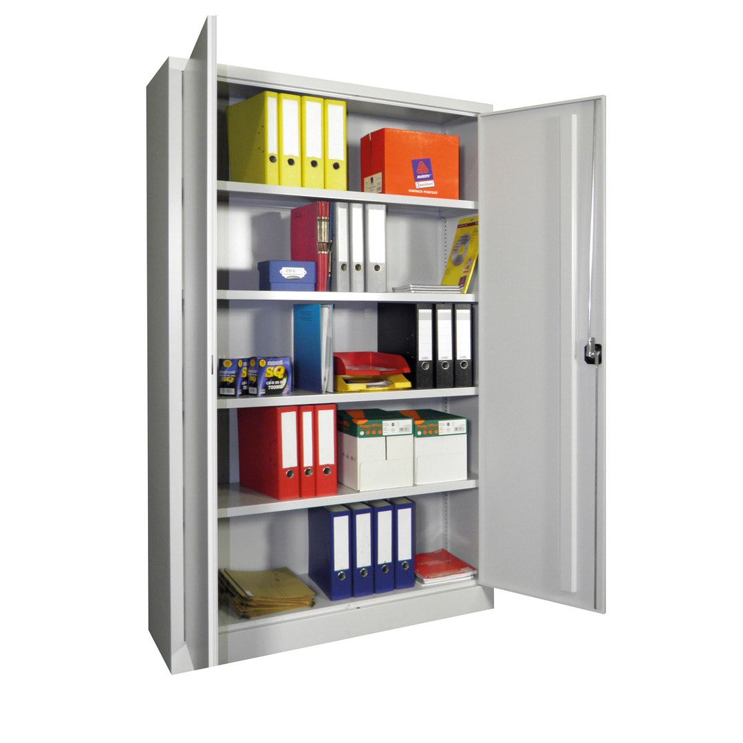Aktenschrank - Vollblechtüren - 1.950x1.200x400 mm (HxBxT) - 4 Einlegeböden verzinkt - Zylinderschloss - anthrazitgrau
