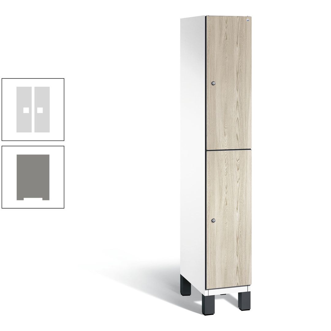 Fächerschrank, Garderobenschrank, mit Füßen, 1 Abteile, 1.980 x 300 x 525 mm (HxBxT), Korpus anthrazitgrau, Tür Donau-Ahorn