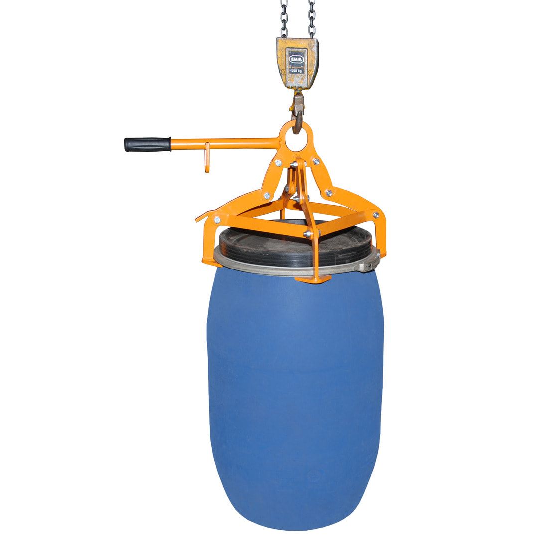 Fassgreifer - Traglast 350 kg - f. stehende 120-l Kunststoff-Fässer - feuerverzinkt
