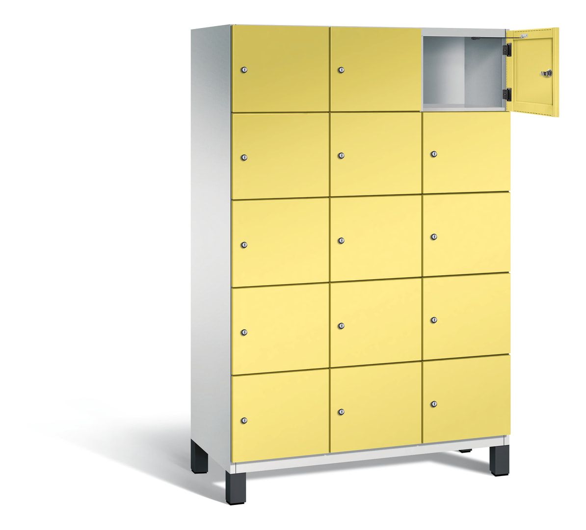 Fächerschrank, Stahlschrank, 15 Fächer, Türöffnungsbegrenzer, Füße, 1.980 x 1.200 x 525 mm (HxBxT), Korpus anthrazitgrau, Front anthrazitgrau