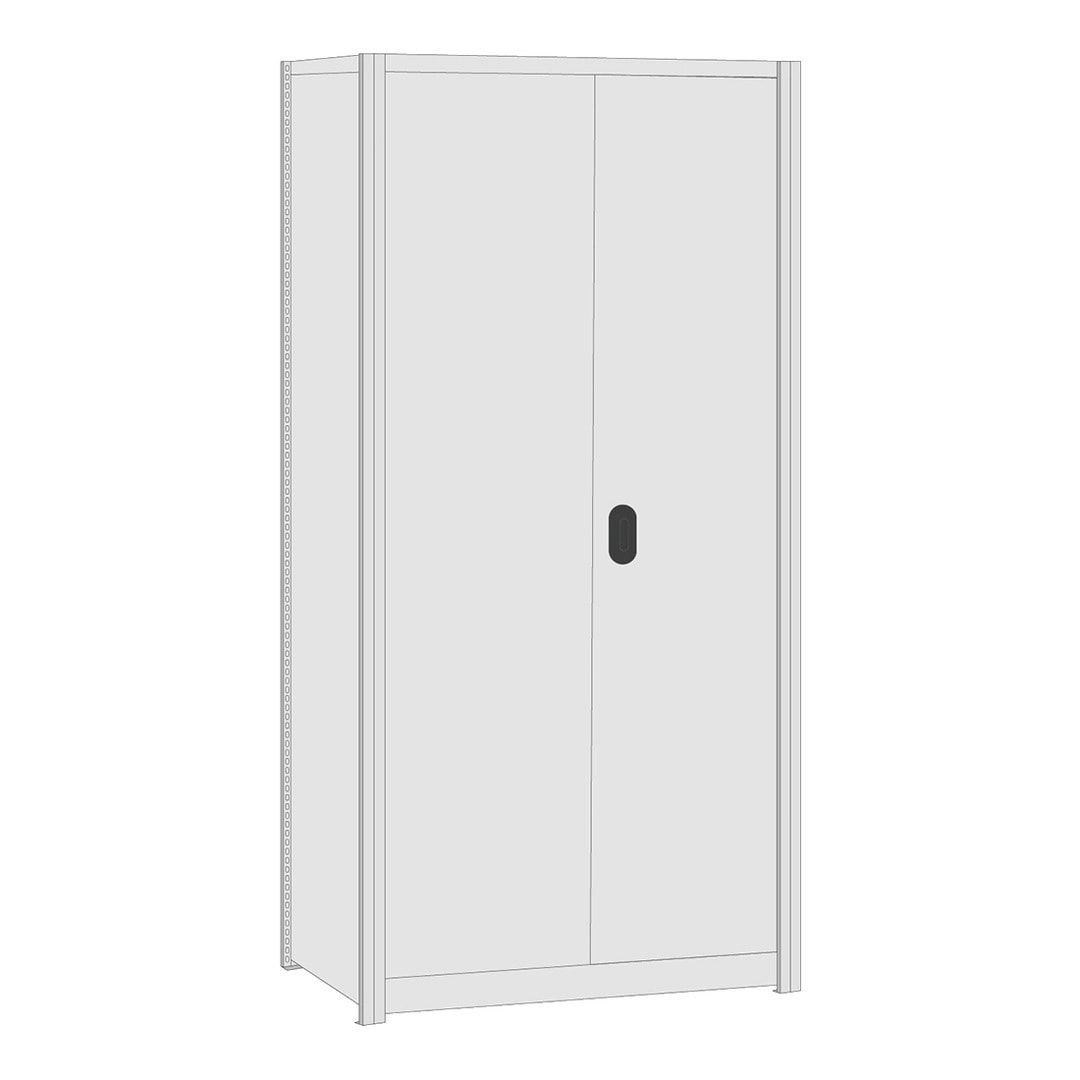 Stahlschrank mit Flügeltüren - 150 kg - 5 Fachböden - 2.000 x 1.005 x 500 mm (HxBxT) - Anbaumodell - lichtgrau
