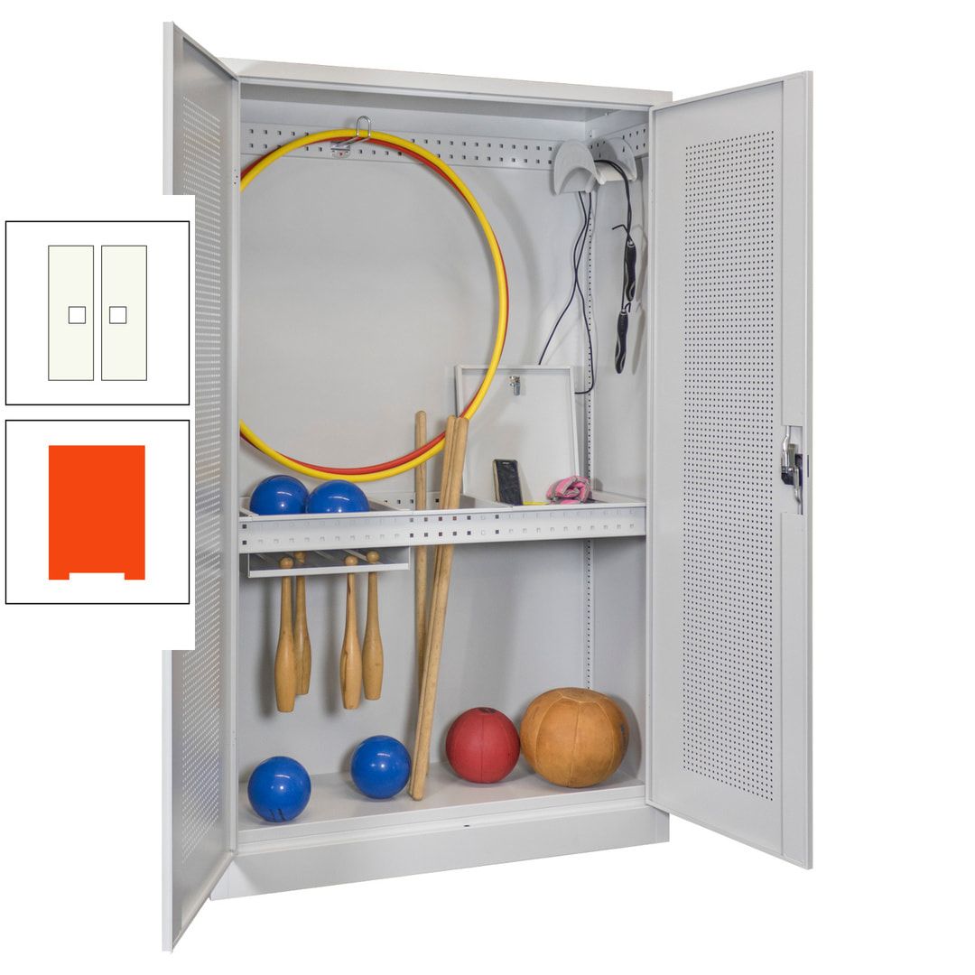 Sportschrank - Lochfeldtüren - Variante 1 - 1.950x1.200x500 mm (HxBxT) - anthrazitgrau