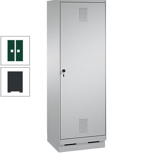 Doppel-Spind, Garderobenschrank, 1 Tür für 2 Abteile a 300 mm, Korpus anthrazitgrau, Türen anthrazitgrau, 1.800 x 600 x 500 mm (HxBxT)