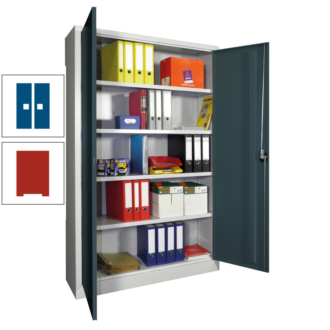 Aktenschrank - Vollblechtüren - 1.950x1.200x400 mm (HxBxT) - 4 Einlegeböden verzinkt - Zylinderschloss - anthrazitgrau