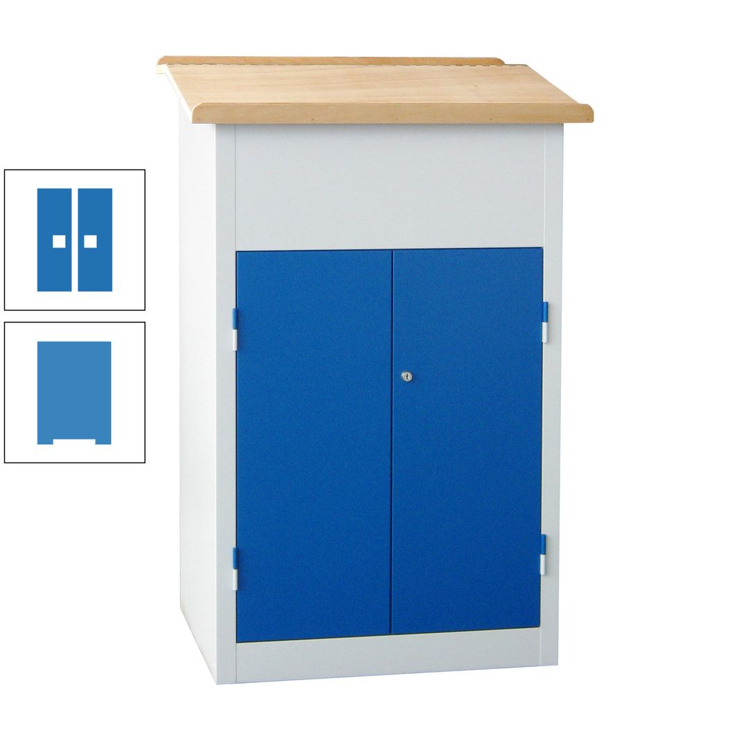 Stehpult mit Schrank - Vollblechtür - Zylinderschloss - 2 Böden - 1.200 x 700 x 600 mm (HxBxT) - anthrazitgrau