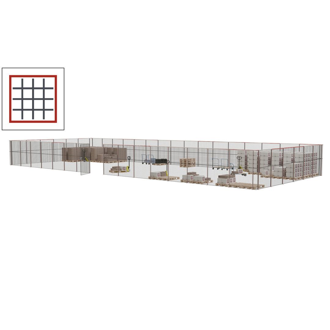 Maschinen Schutzgitter - Hallentrennwand - Sicherheitszaun - Tür - 66 m - 2.200 x 24.400 x 9.400 mm (HxBxT) - enzianblau