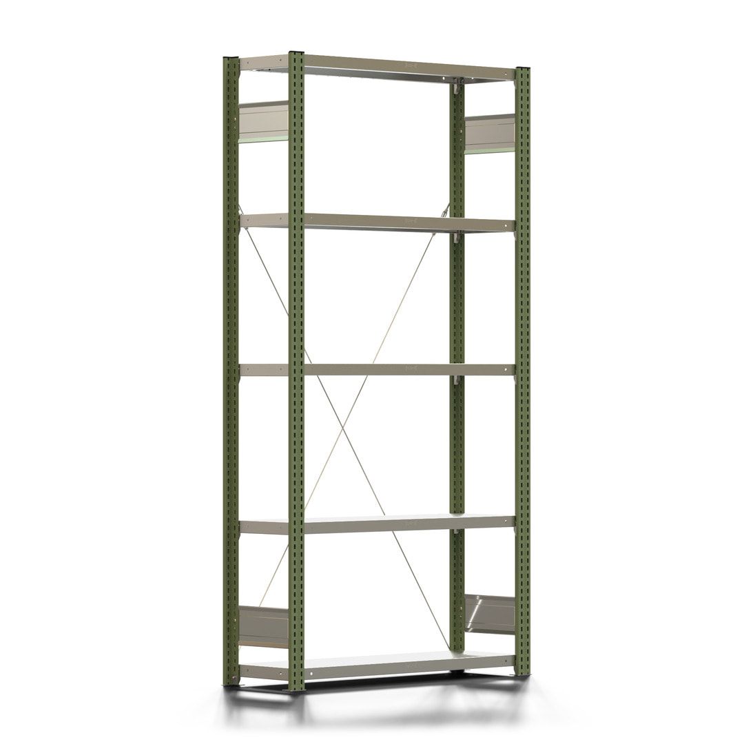 Fachbodenregal mit Tiefenriegel - 150 kg - 2.000 x 1.005 x 300 mm (HxBxT) - Anbauregal - Rahmen enzianblau - Böden verzinkt - BERT