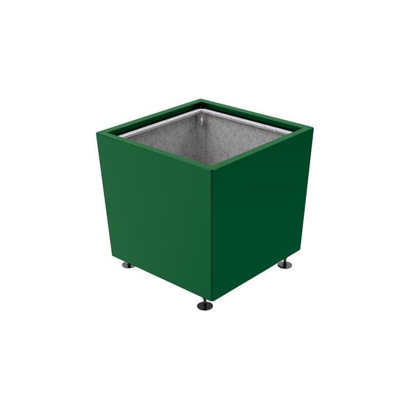 Pflanzkübel, 2 mm Stahlblech fvz, innen Blech feuerverzinkt mit Verladungsgriffen, verstellbare Füße, 760 x 785 x 785 mm (HxBxT), enzianblau