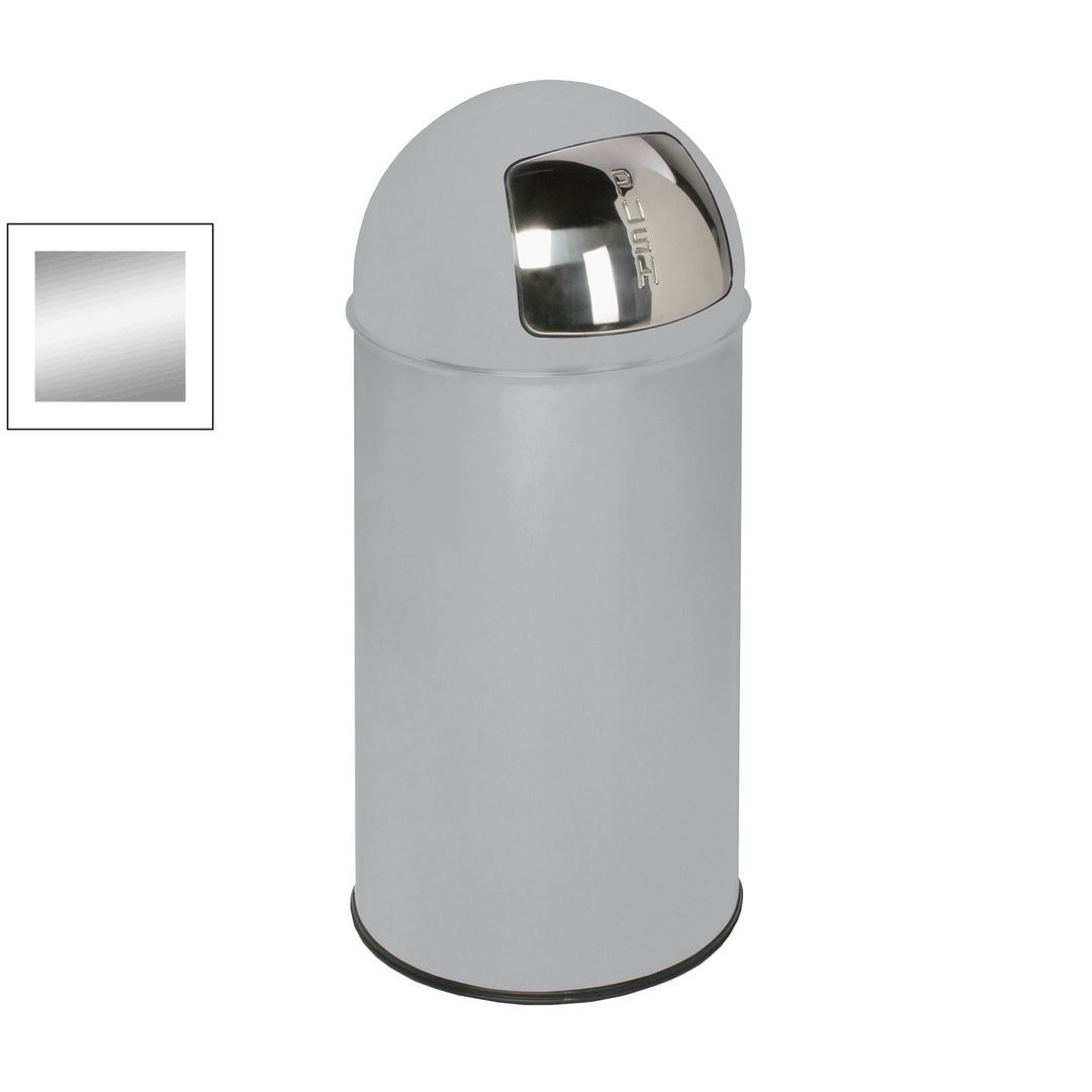 Mülleimer mit Edelstahl Einwurfklappe - rund - Volumen 50 l - 740 x 350 x 350 mm (HxBxT) - Edelstahl, matt