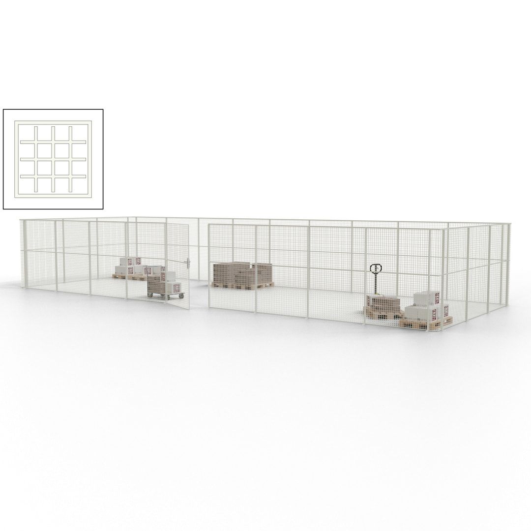 Maschinen Schutzgitter - Hallentrennwand - Sicherheitszaun - Tür - 36 m - 2.200 x 13.900 x 4.900 mm (HxBxT) - enzianblau