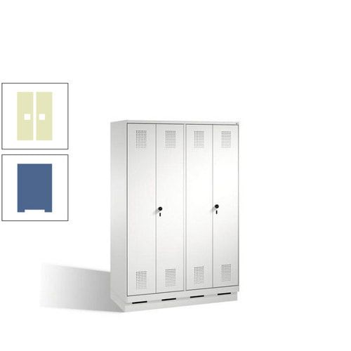 Doppel-Spind, Doppeltüren, Garderobenschrank mit Sockel, 4 Abteile a 300 mm, Korpus anthrazitgrau, Tür anthrazitgrau, 1.800 x 1.200 x 500 mm (HxBxT)