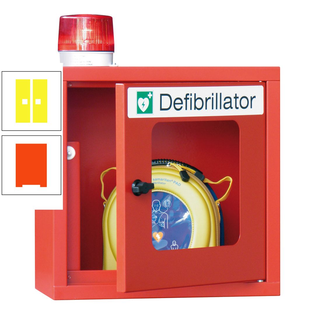 Defibrillatorenschrank mit akustischem und optischem Alarm - 490 x 400 x 200 mm (HxBxT) - Sichtfenster - anthrazitgrau
