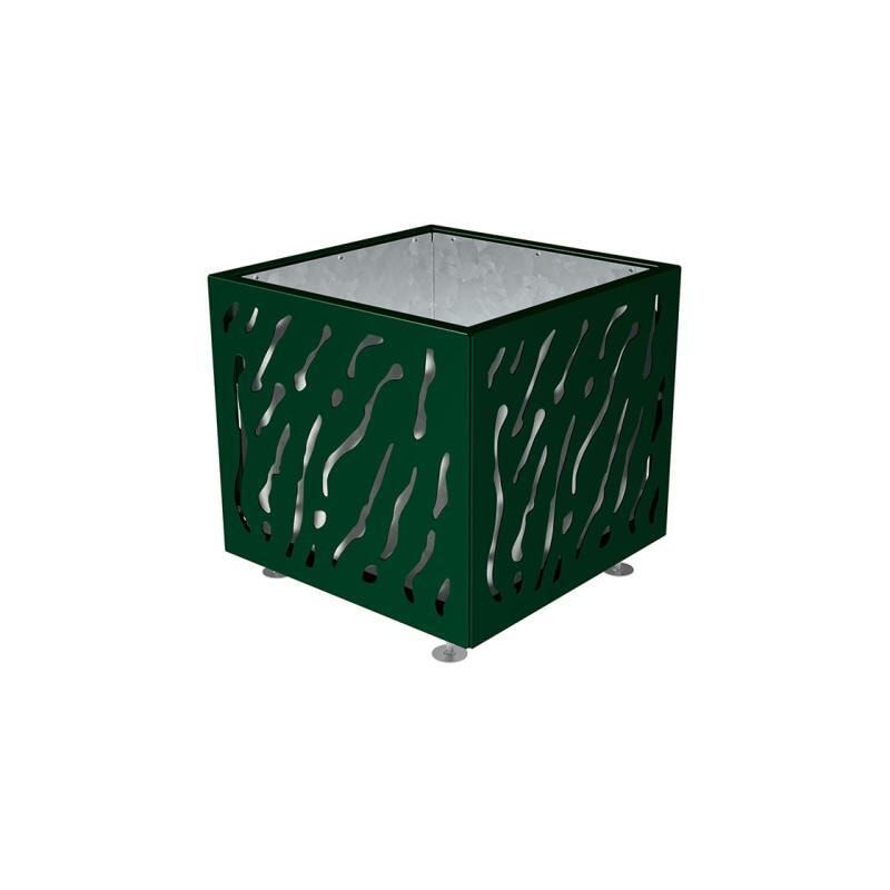 Pflanzbehälter, Stahlblech fvz, einfarbig, innen feuerverzinkt mit Verladungsgriffen, verstellbare Füße, 760 x 790 x 790 mm (HxBxT), enzianblau
