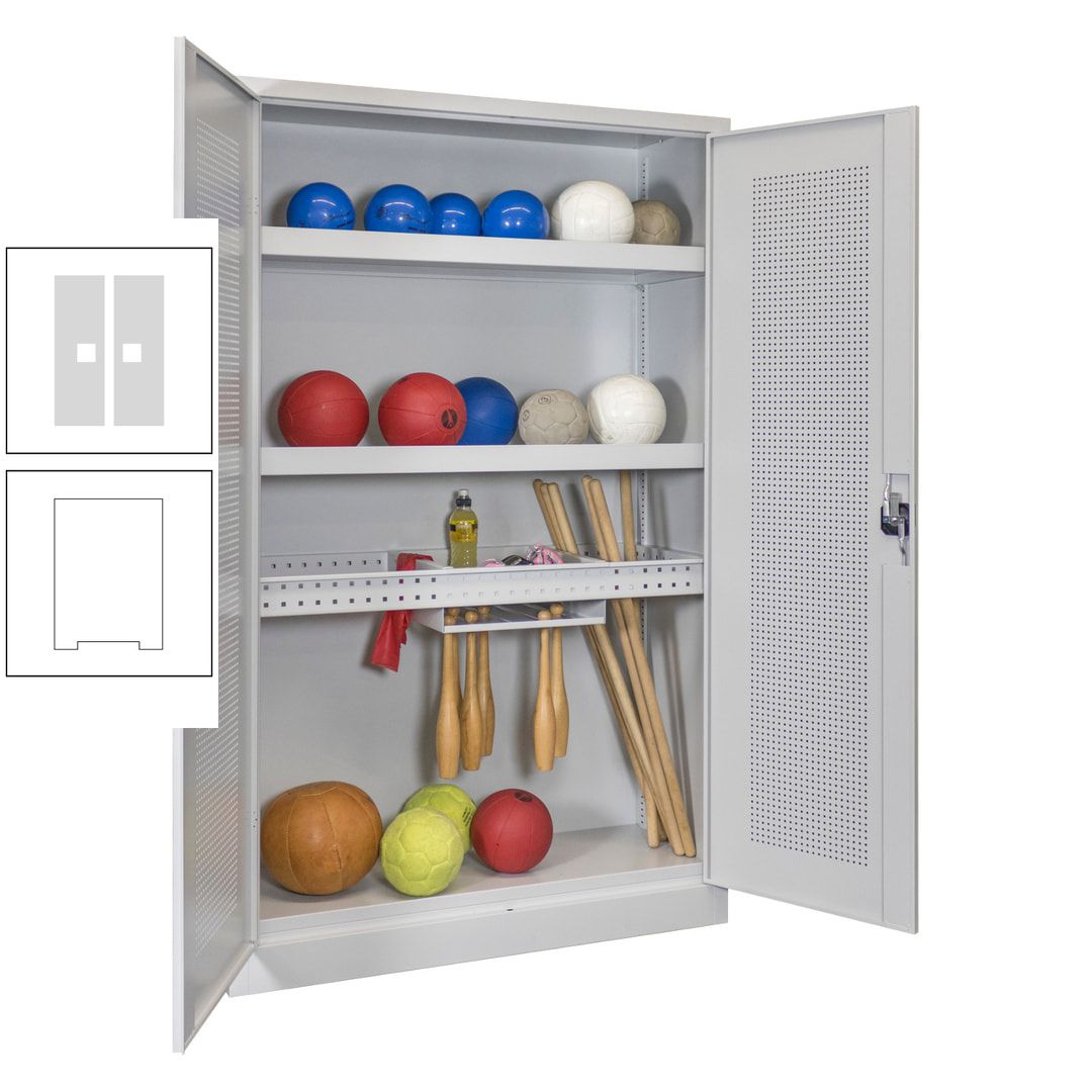 Sportschrank - Lochfeldtüren - Variante 2 - 1.950x1.200x500 mm (HxBxT) - anthrazitgrau