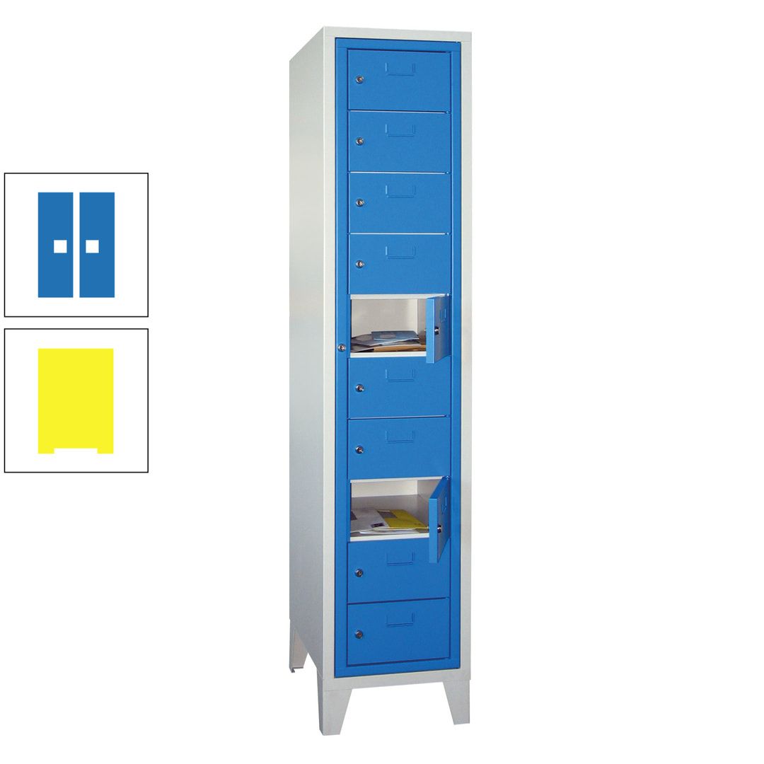 Schließfachschrank - Wäscheausgabeschrank - 10 Fächer a 315 mm - 1.850x400x500 mm (HxBxT) - Füße - Zylinderschloss - anthrazitgrau