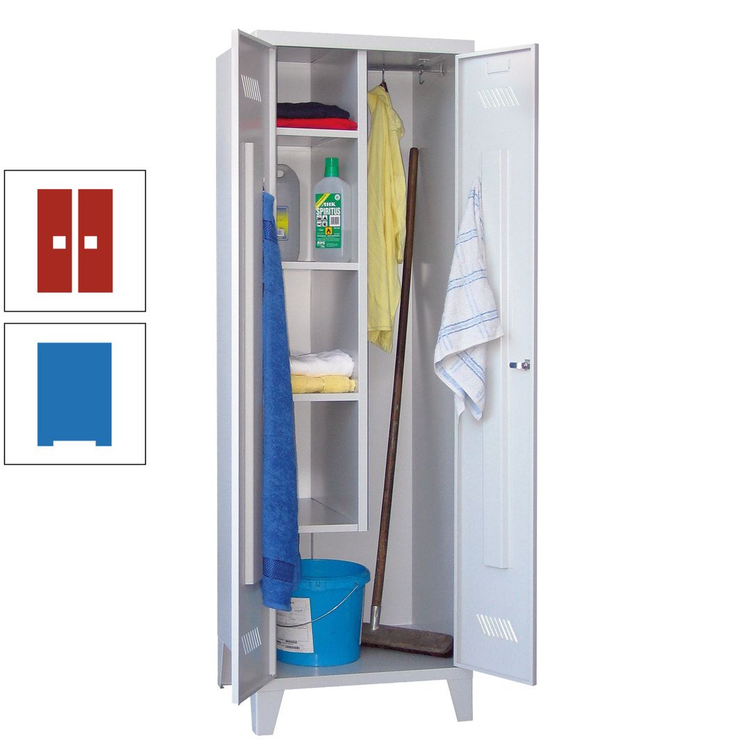 Putzschrank mit Füßen - 1 Abteil mit Trennwand - 1.850x600x500 mm (HxBxT) - Drehriegel - anthrazitgrau