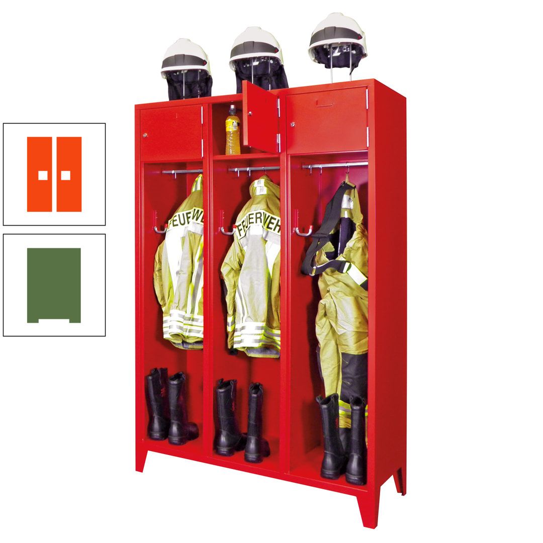 Feuerwehrschrank - 2 Abteile - Ablagefach mit Tür, Etikettenrahmen - 2.100 x 830 x 500 mm (HxBxT) - anthrazitgrau